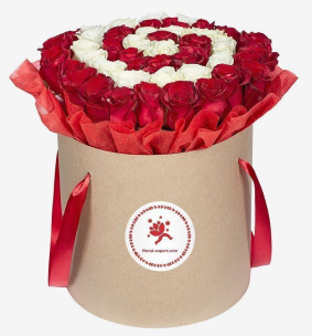 Коробка красных и белых роз Image